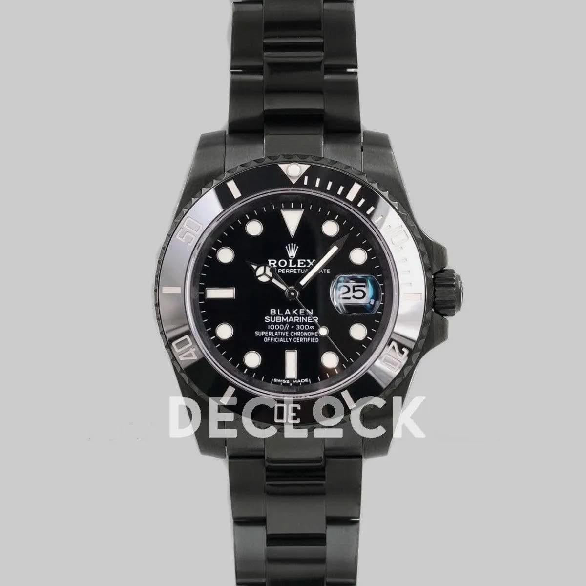 Replica Rolex Submariner 116610 Black Dial in DLC Blaken |  Declock.
