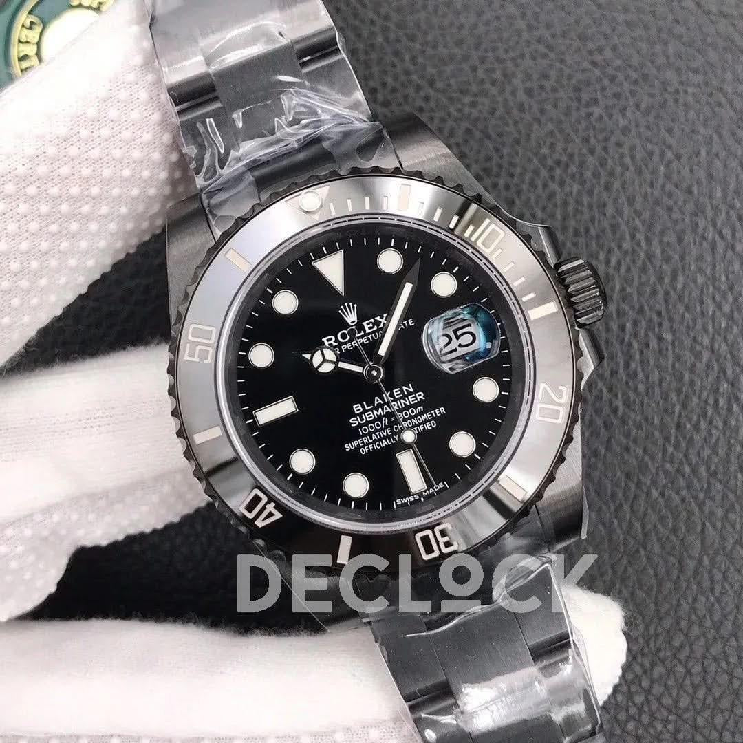 Replica Rolex Submariner 116610 Black Dial in DLC Blaken |  Declock.