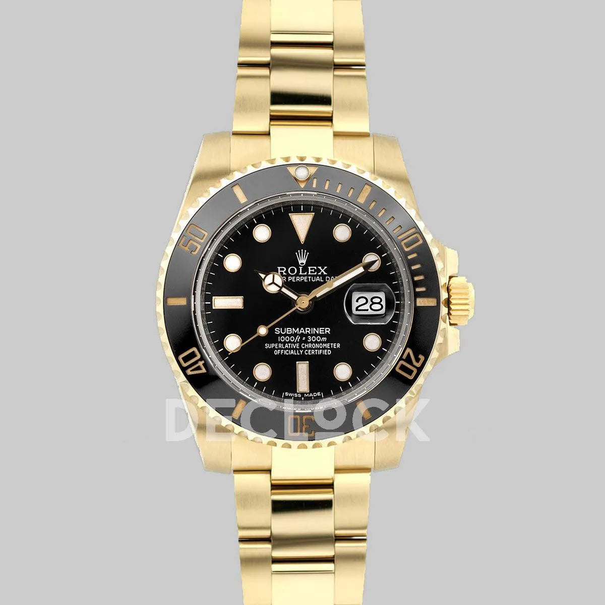 Replica Rolex Submariner 116618 Black Ceramic in Yellow Gold