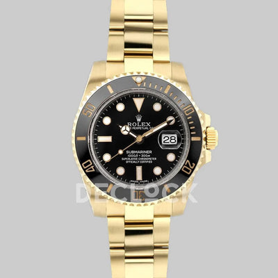 Replica Rolex Submariner 116618 Black Ceramic in Yellow Gold