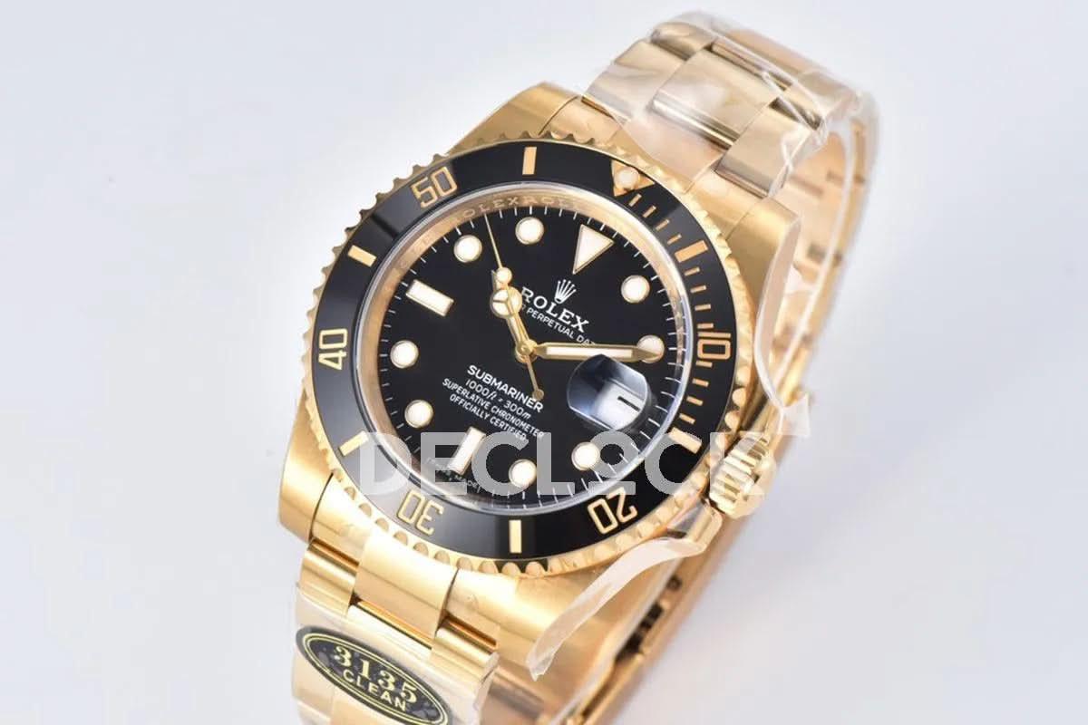 Replica Rolex Submariner 116618LB Black Ceramic in Gold |  Declock.