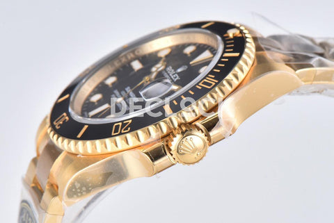Replica Rolex Submariner 116618LB Black Ceramic in Gold - Replica Watches