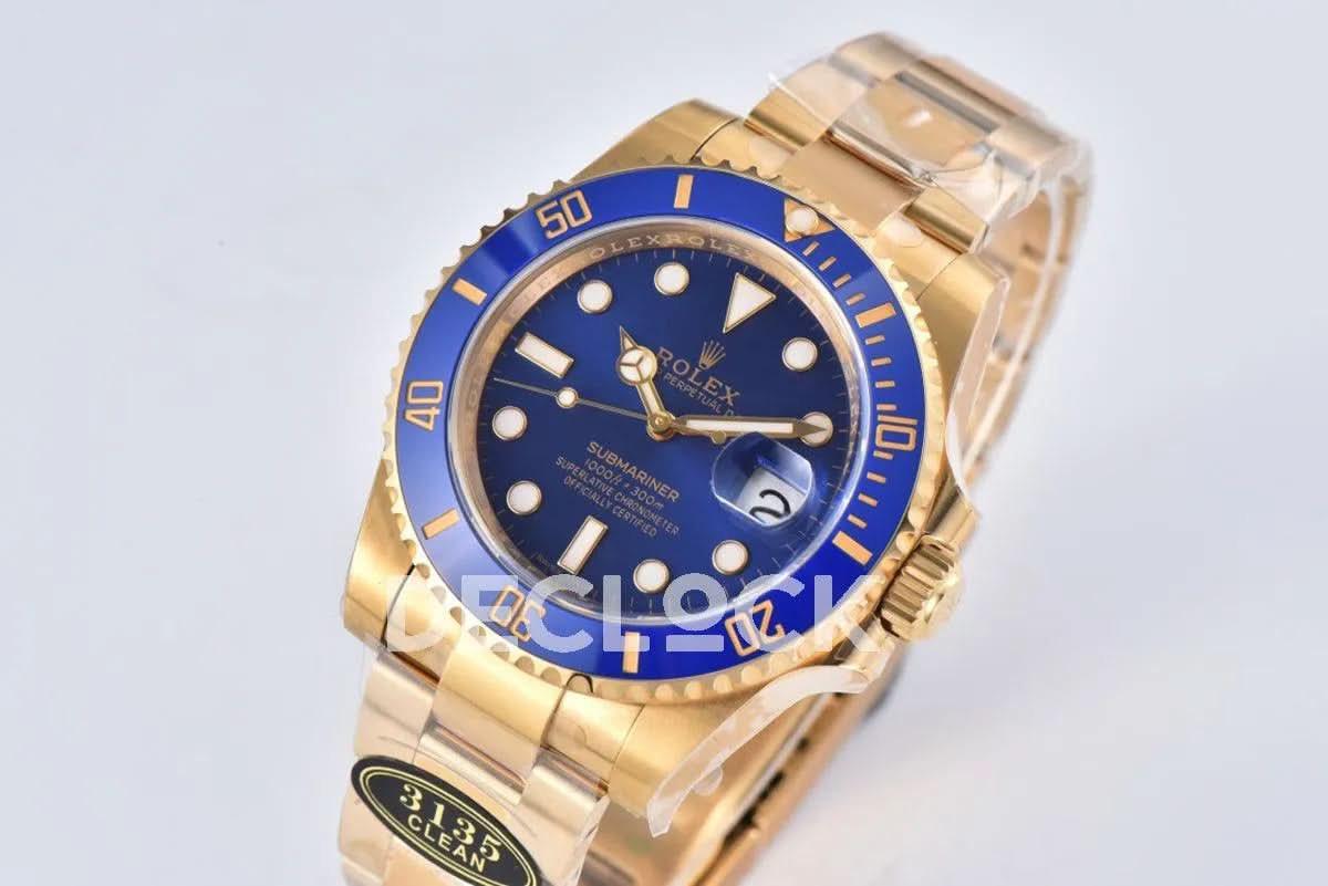 Replica Rolex Submariner 116618LB Blue Ceramic in Gold |  Declock.