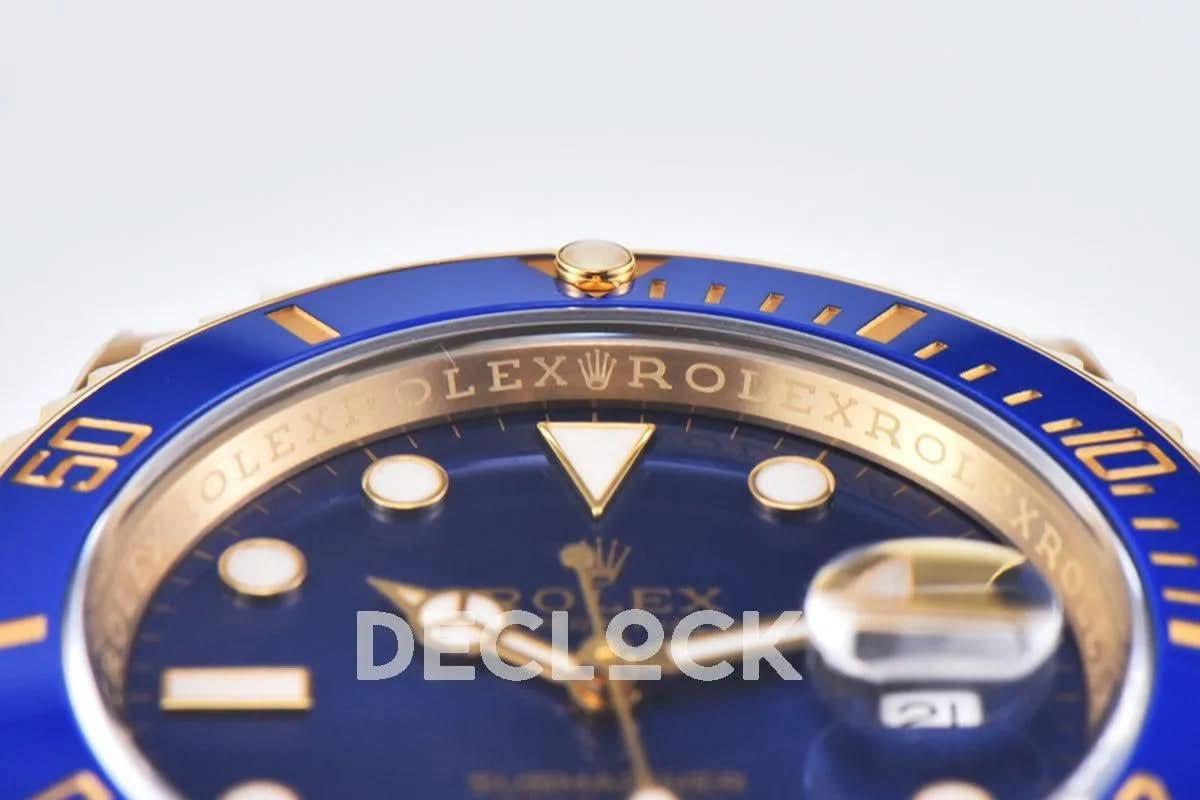 Replica Rolex Submariner 116618LB Blue Ceramic in Gold |  Declock.