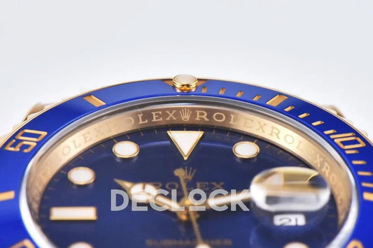 Replica Rolex Submariner 116618LB Blue Ceramic in Gold | Declock.