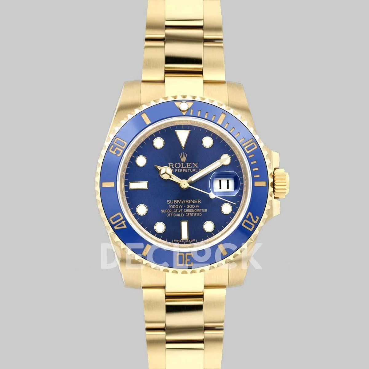 Replica Rolex Submariner 126613LB Blue Ceramic in Yellow Gold |  Declock.