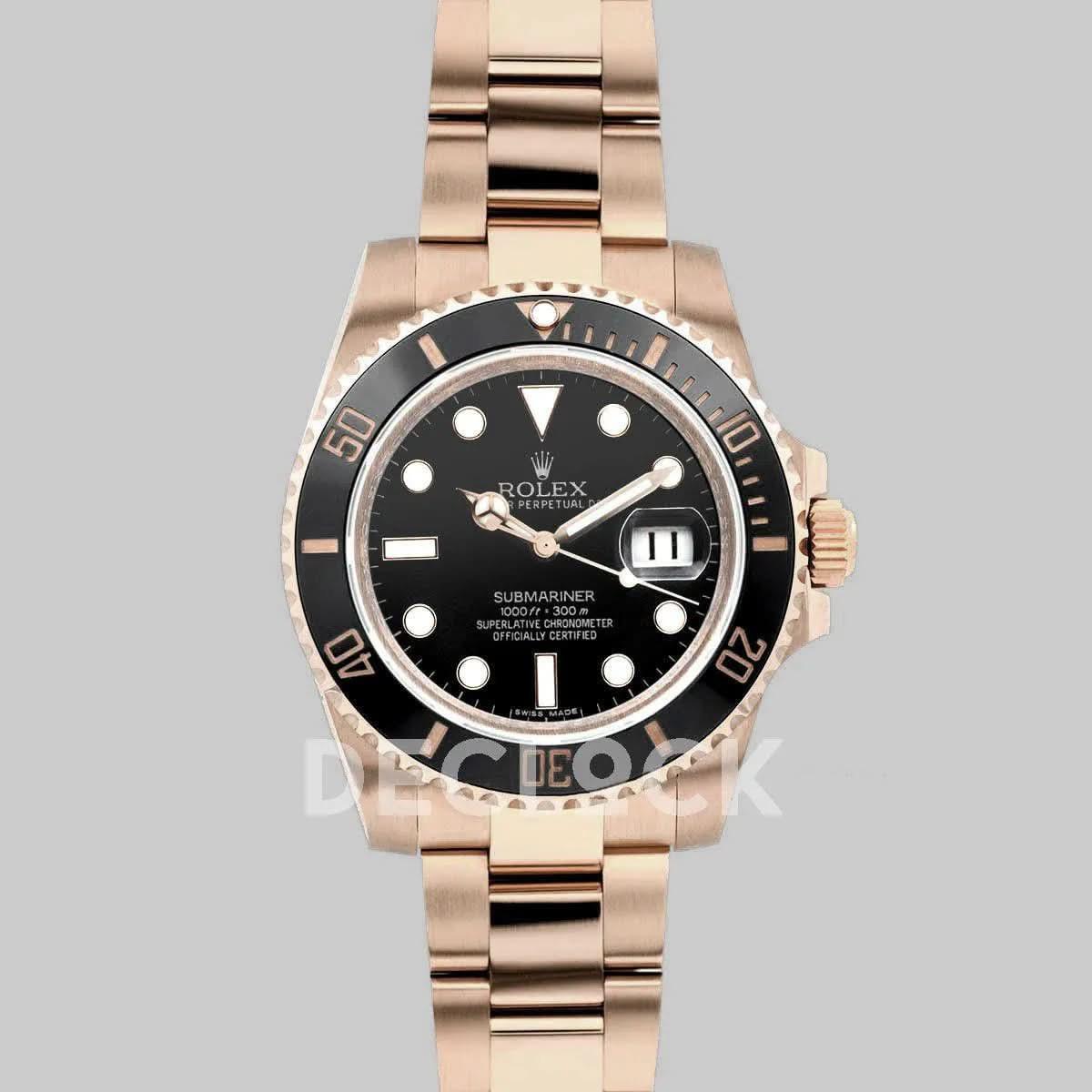 Replica Rolex Submariner 166160 in Rose Gold on Bracelet |  Declock.