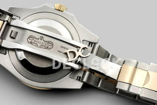 Replica Rolex Yacht Master 116622 Yellow Gold Blue Dial in Two Tone | Declock.