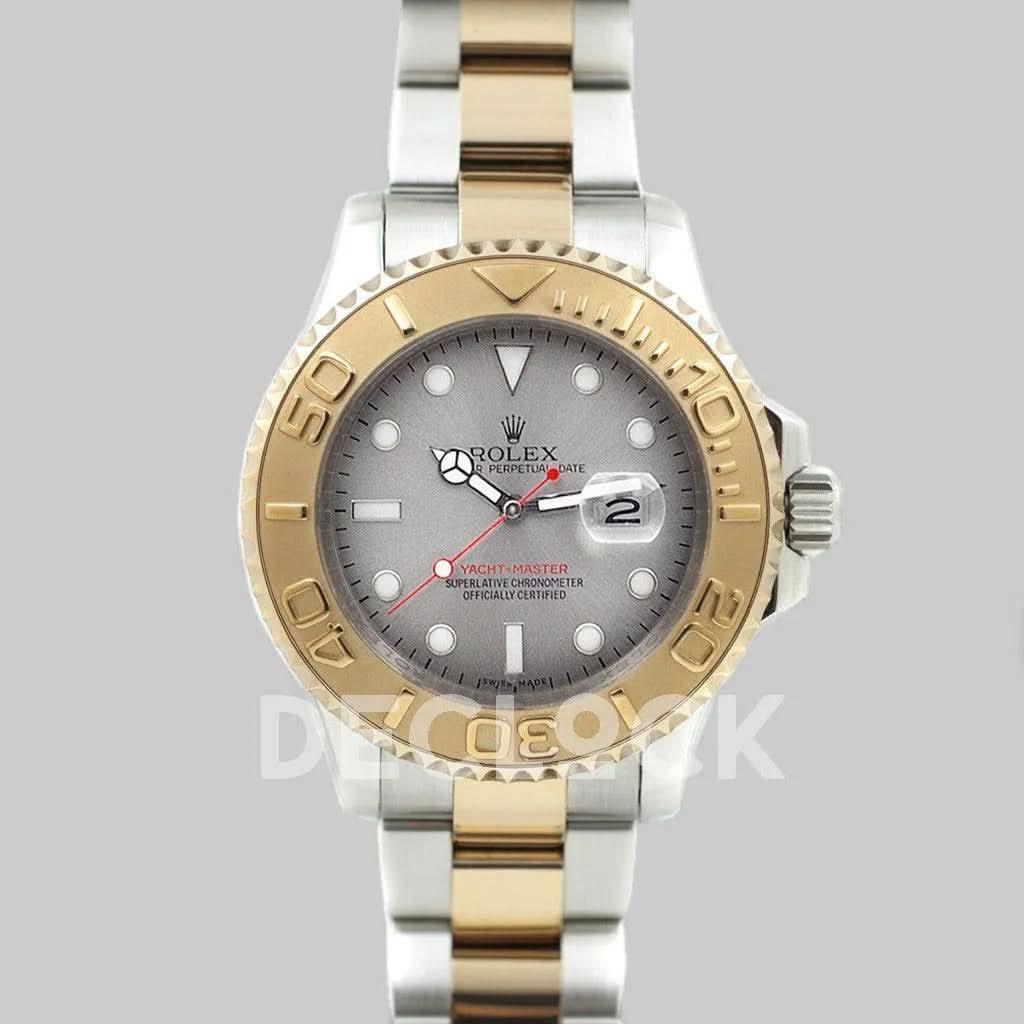 Replica Rolex Yacht Master 116622 Yellow Gold Gray Dial in Two Tone |  Declock.