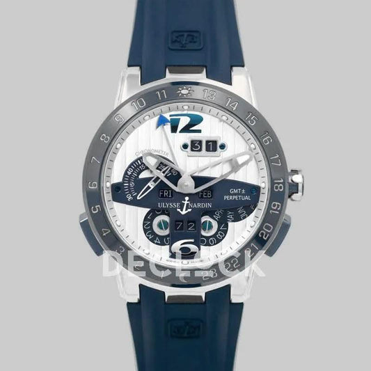 Replica Ulysse Nardin El Toro White Dial in Steel on Blue Rubber |  Declock.