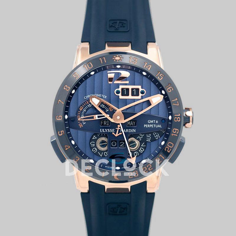 Replica Ulysse Nardin Executive EL Toro Blue Dial in Rose Gold on Blue Rubber - Replica Watches