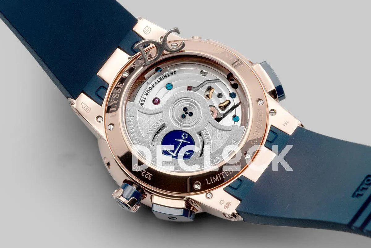 Replica Ulysse Nardin Executive EL Toro Blue Dial in Rose Gold on Blue Rubber