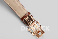 Replica Vacheron Constantin Malte Tourbillon Rose Gold on White Dial on Brown Croco Leather Strap