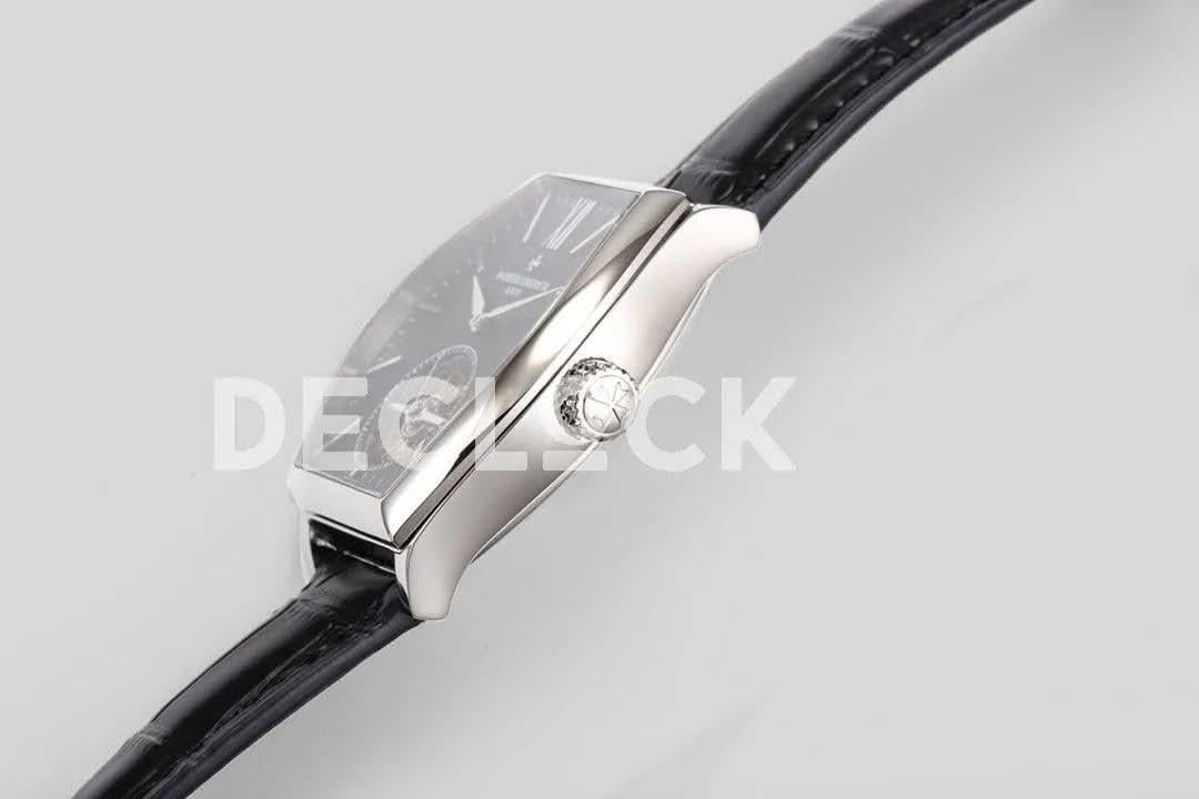 Replica Vacheron Constantin Malte Tourbillon Steel on Black Dial on Black Croco Leather Strap |  Declock.