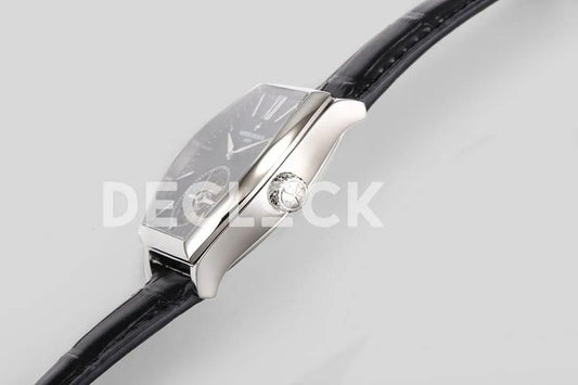 Replica Vacheron Constantin Malte Tourbillon Steel on Black Dial on Black Croco Leather Strap | Declock.