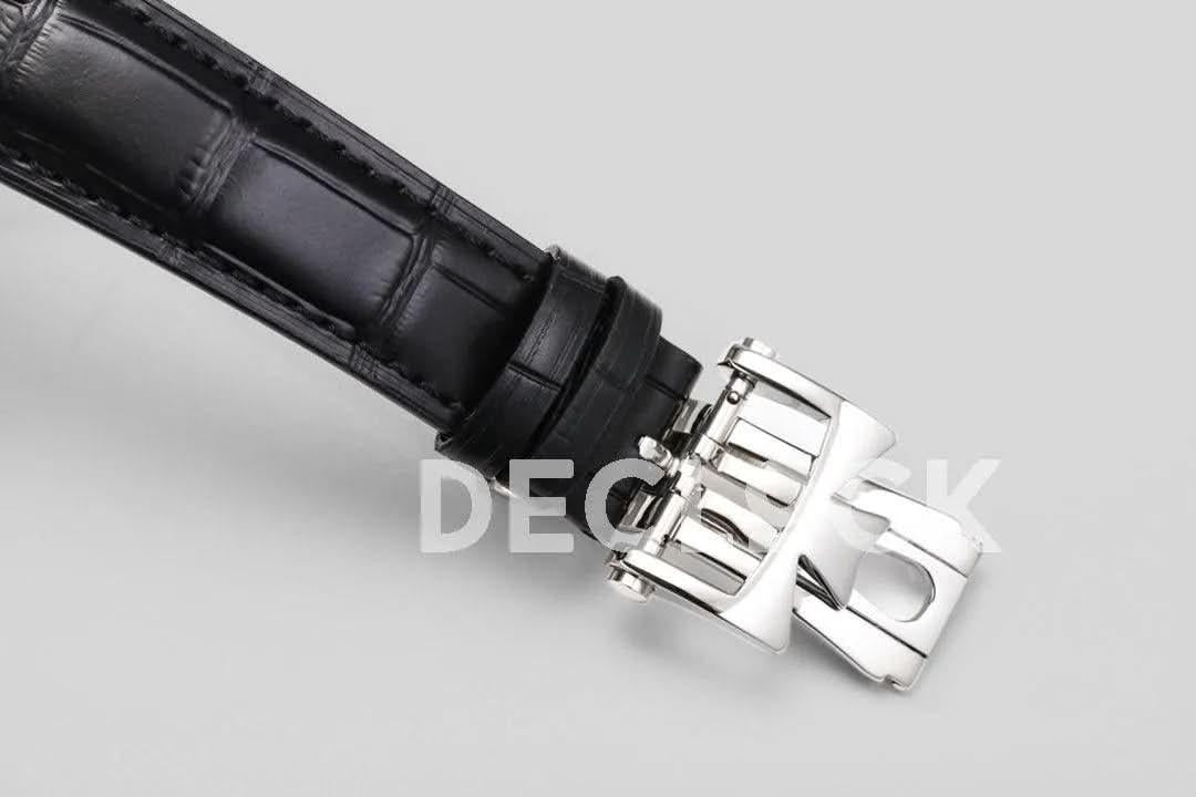 Replica Vacheron Constantin Malte Tourbillon Steel on White Dial on Black Croco Leather Strap |  Declock.