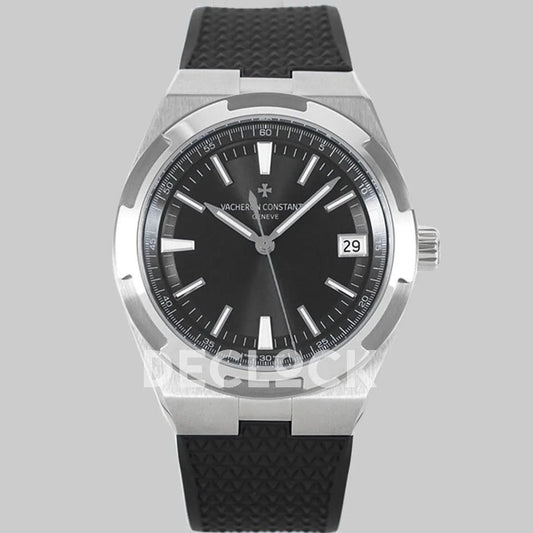 Replica Vacheron Constantin Overseas Automatic Black Dial in Steel on Black Rubber | Declock.