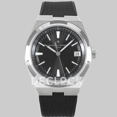 Replica Vacheron Constantin Overseas Automatic Black Dial in Steel on Black Rubber