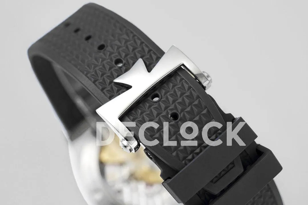 Replica Vacheron Constantin Overseas Automatic Black Dial in Steel on Black Rubber