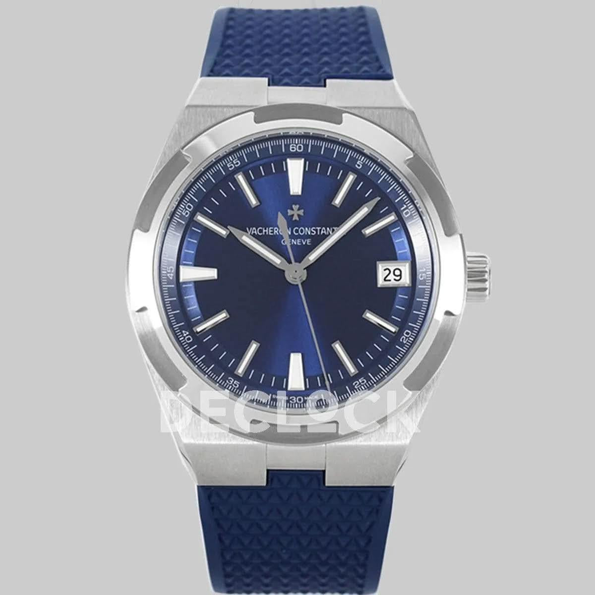 Replica Vacheron Constantin Overseas Automatic Blue Dial in Steel on Blue Rubber |  Declock.