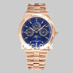 Replica Vacheron Constantin Overseas Perpetual Calendar Rose Gold on Blue Dial