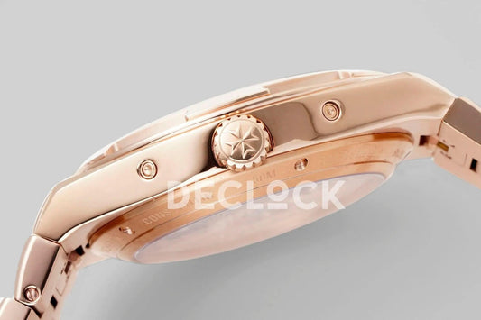 Replica Vacheron Constantin Overseas Perpetual Calendar Rose Gold on Silver Dial | Declock.
