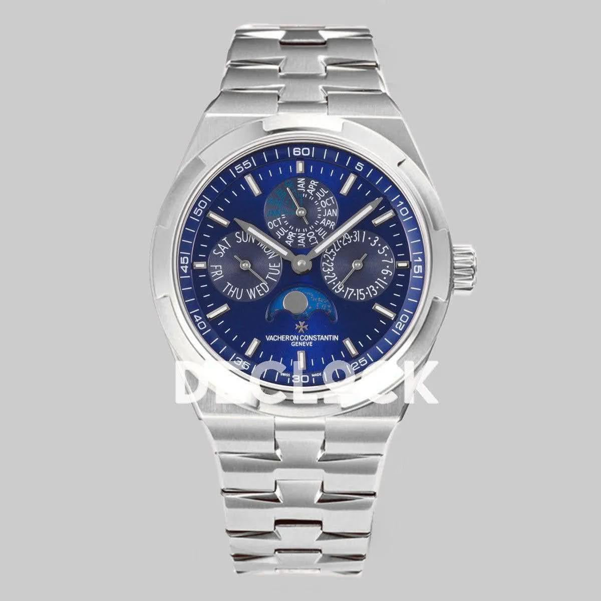 Replica Vacheron Constantin Overseas Perpetual Calendar Steel on Blue Dial |  Declock.