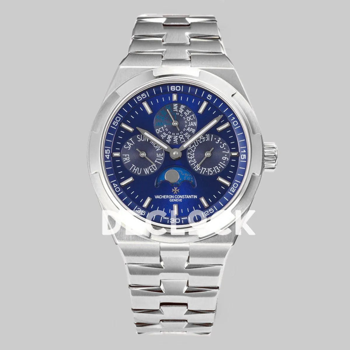 Replica Vacheron Constantin Overseas Perpetual Calendar Steel on Blue Dial