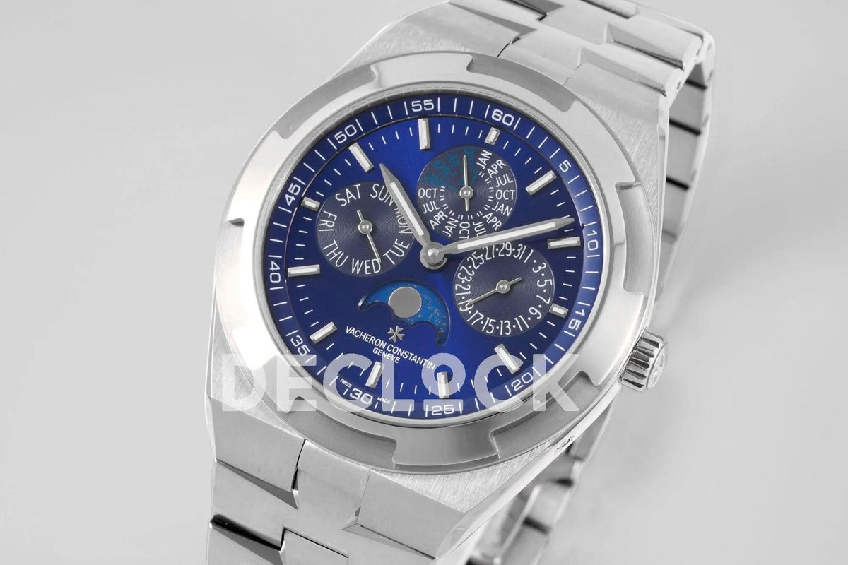 Replica Vacheron Constantin Overseas Perpetual Calendar Steel on Blue Dial |  Declock.