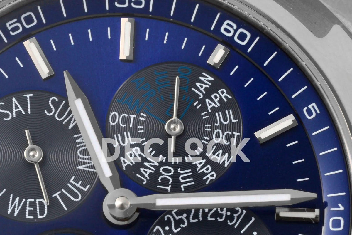 Replica Vacheron Constantin Overseas Perpetual Calendar Steel on Blue Dial |  Declock.