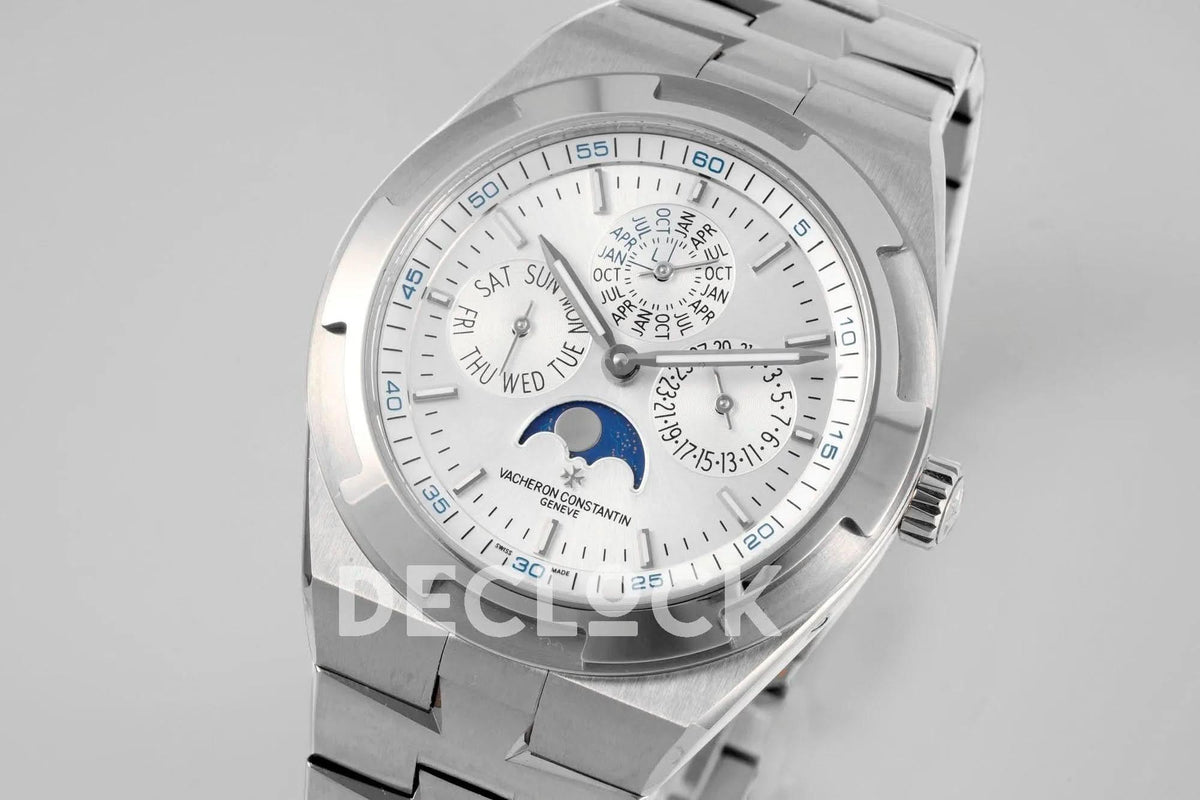 Replica Vacheron Constantin Overseas Perpetual Calendar Steel on Silver Dial |  Declock.