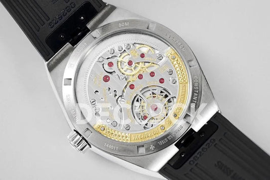 Replica Vacheron Constantin Overseas Tourbillion Black Dial in Steel on Black Rubber | Declock.