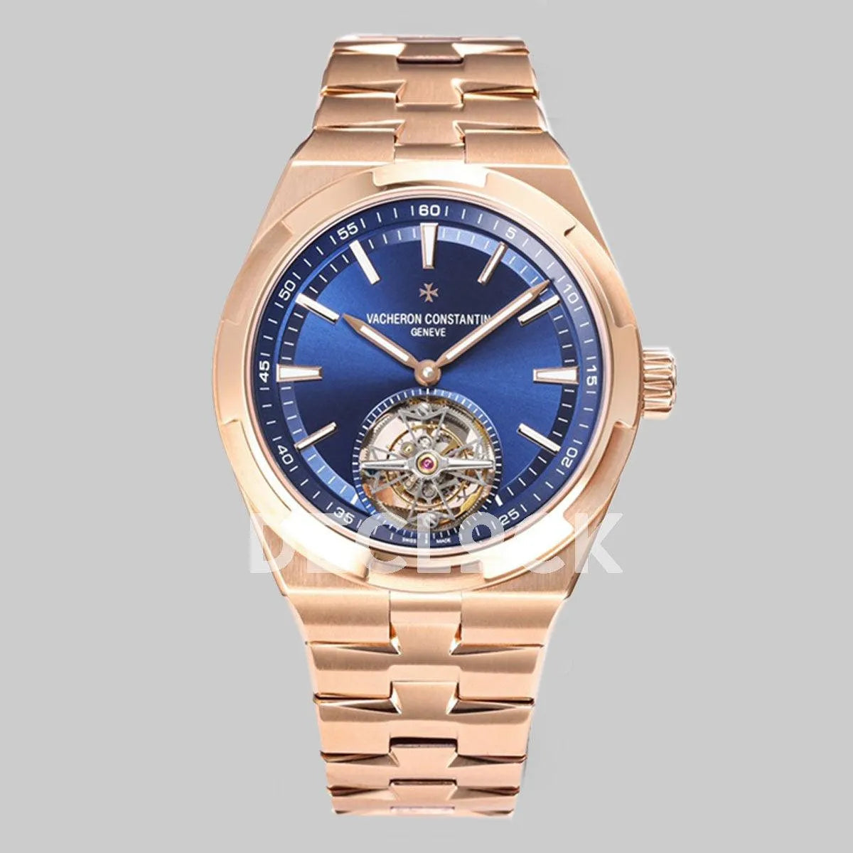 Replica Vacheron Constantin Overseas Tourbillion Blue Dial in Rose Gold