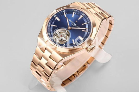 Replica Vacheron Constantin Overseas Tourbillion Blue Dial in Rose Gold | Declock.