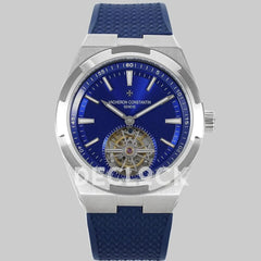 Replica Vacheron Constantin Overseas Tourbillion Blue Dial in Steel on Blue Rubber