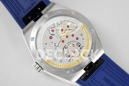 Replica Vacheron Constantin Overseas Tourbillion Blue Dial in Steel on Blue Rubber | Declock.