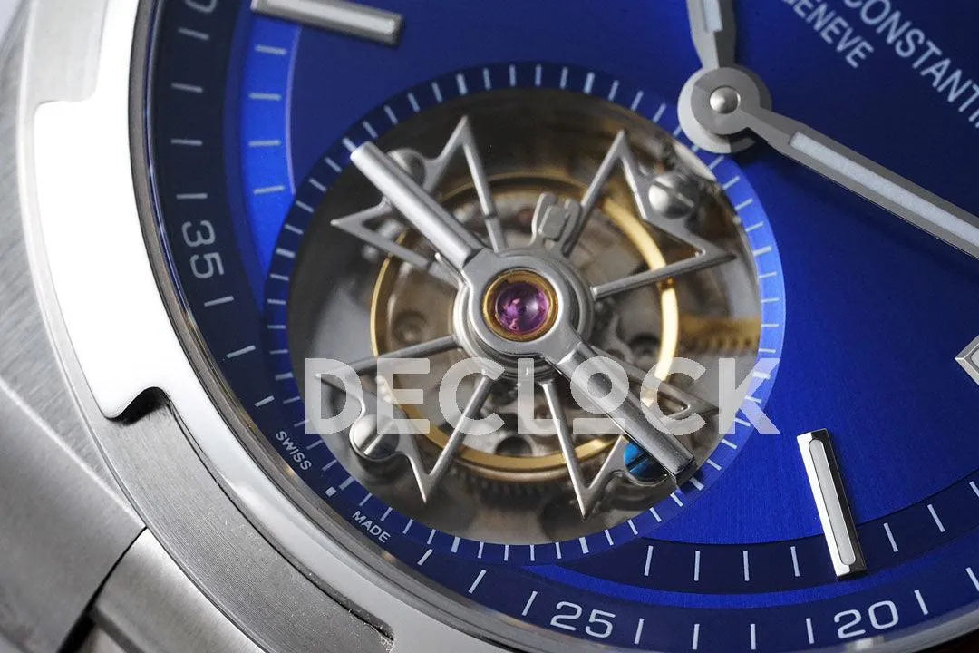 Replica Vacheron Constantin Overseas Tourbillion Blue Dial in Steel on Blue Rubber