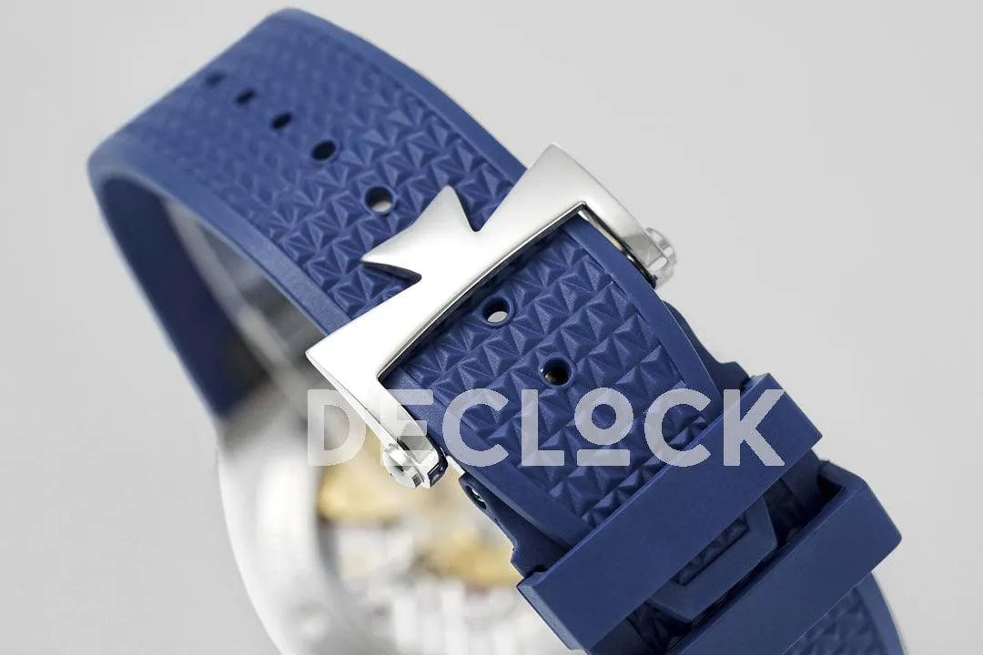 Replica Vacheron Constantin Overseas Tourbillion Blue Dial in Steel on Blue Rubber