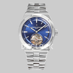 Replica Vacheron Constantin Overseas Tourbillion Blue Dial in Steel