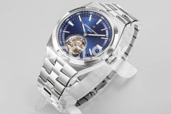 Replica Vacheron Constantin Overseas Tourbillion Blue Dial in Steel