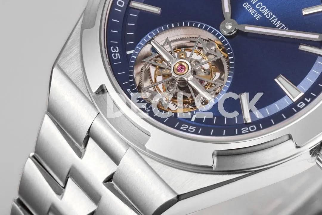 Replica Vacheron Constantin Overseas Tourbillion Blue Dial in Steel |  Declock.