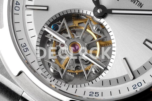 Replica Vacheron Constantin Overseas Tourbillion White Dial in Steel on Black Rubber | Declock.