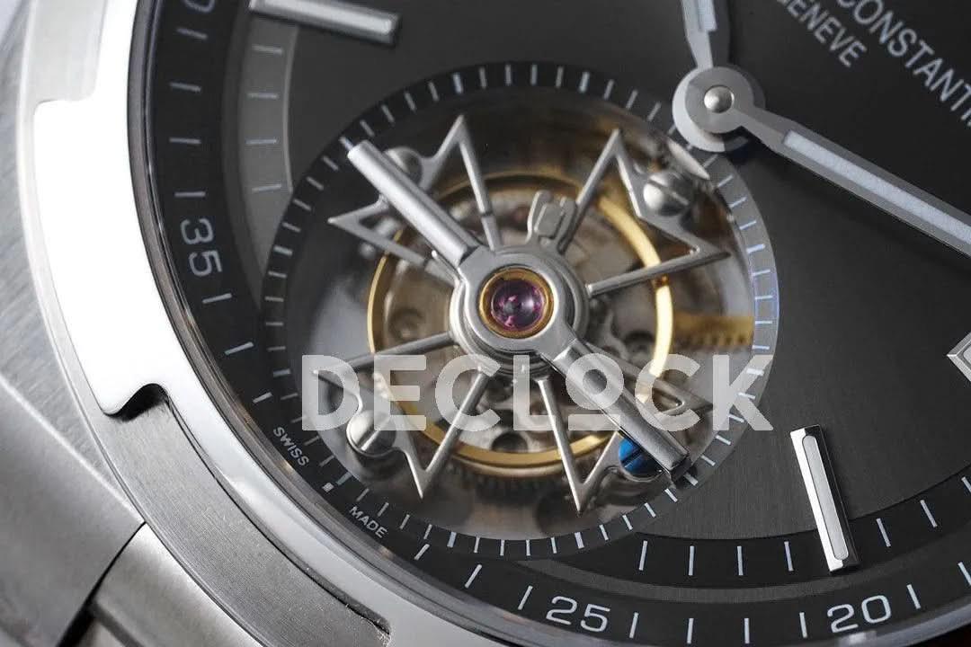 Replica Vacheron Constantin Overseas Tourbillion White Dial in Steel on Black Rubber |  Declock.