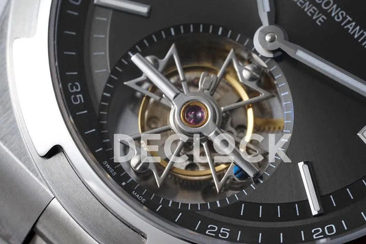 Replica Vacheron Constantin Overseas Tourbillion White Dial in Steel on Black Rubber | Declock.