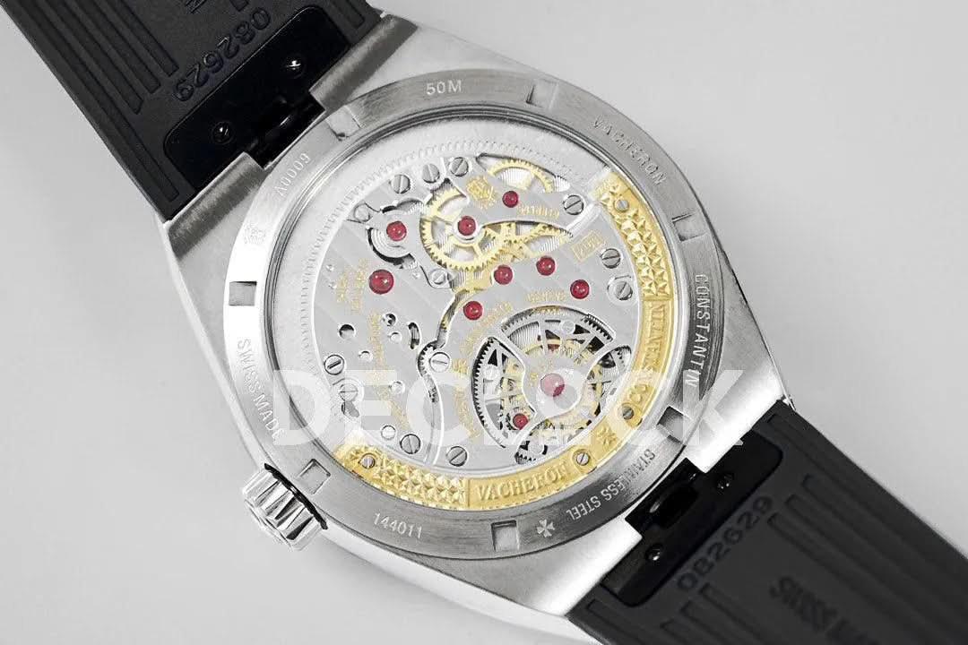 Replica Vacheron Constantin Overseas Tourbillion White Dial in Steel on Black Rubber |  Declock.