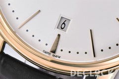 Replica Vacheron Constantin Patrimony Date Yellow Gold White Dial on Black Leather Strap