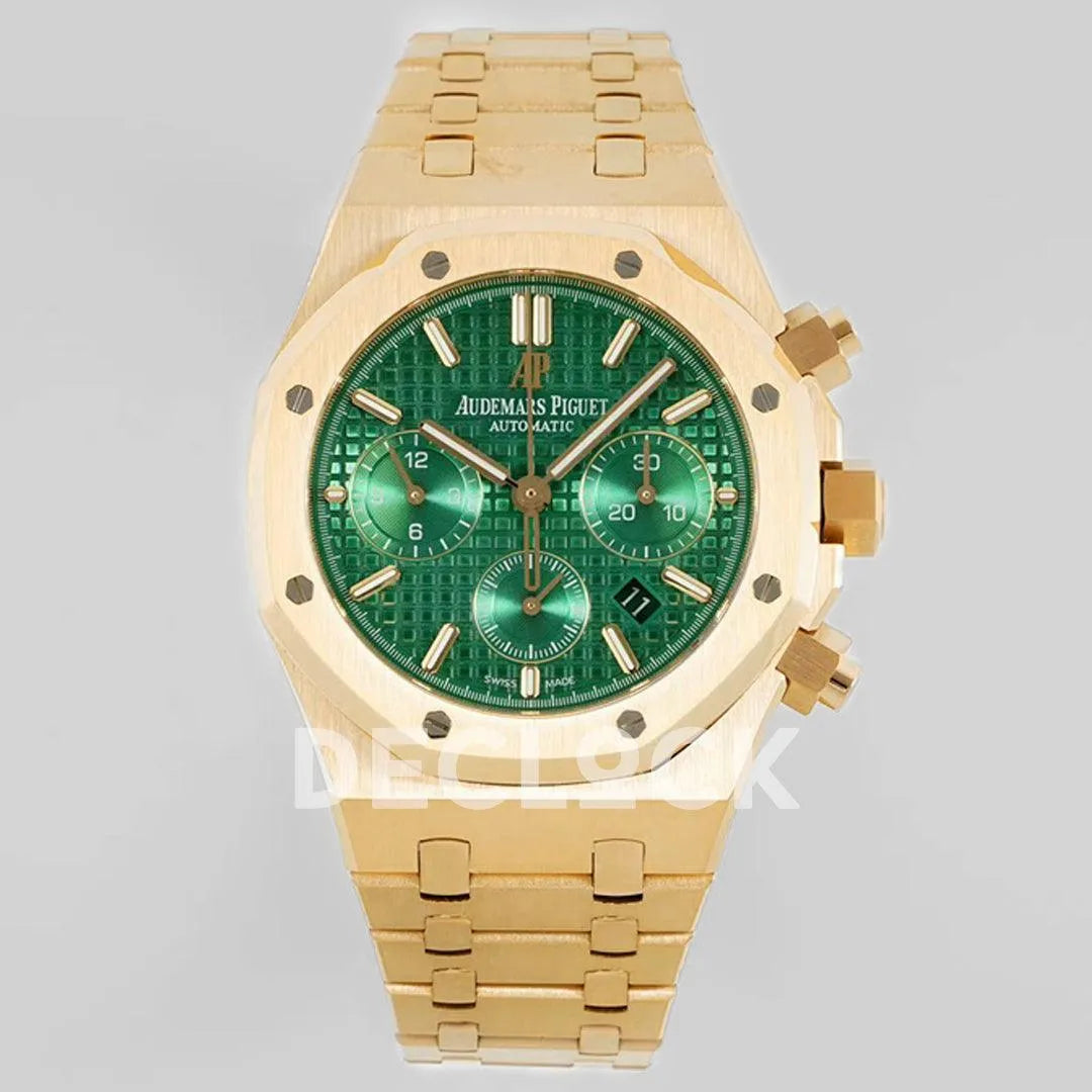 Replica Audemars Pigeut Royal Oak Self-Winding Chronograph Green Dial in Yellow Gold