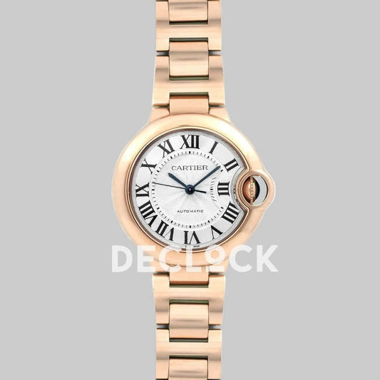 Replica Cartier Ballon Bleu De Cartier 36mm White Dial in Pink Gold | Declock.