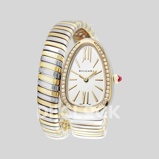 Bvlgari Serpenti Tubogas Quartz 35 mm White Dial YG/SS Replica Watch