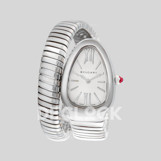Bvlgari Serpenti Tubogas Quartz 35 mm White Dial SS Replica Watch